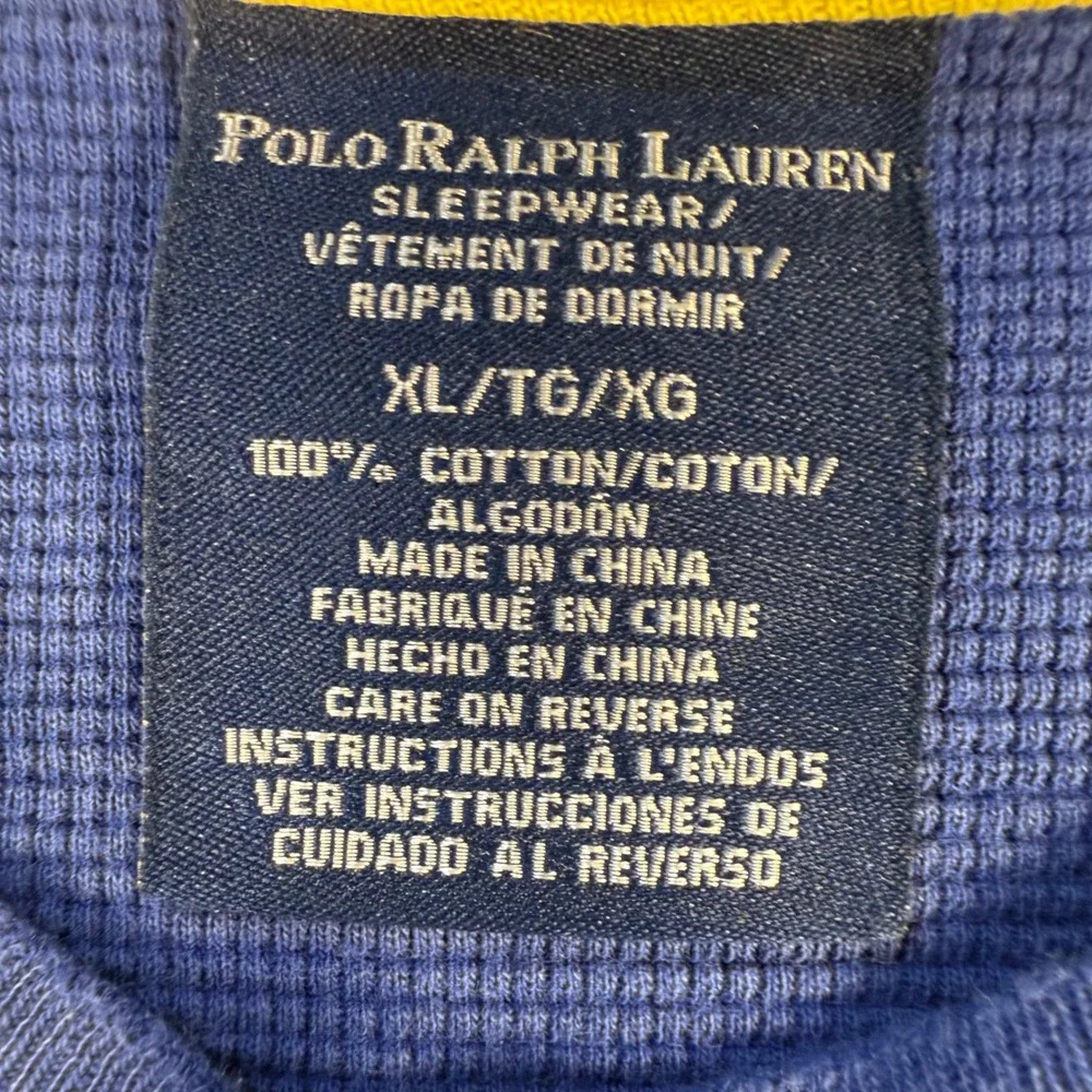 Polo Ralph‎ Lauren Mens XL Blue Long Sleeve Sleepwear Pajama Top Thermal